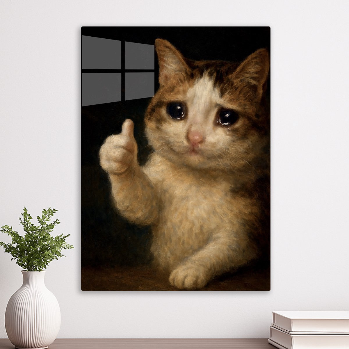 Thumbs Up Crying Cat