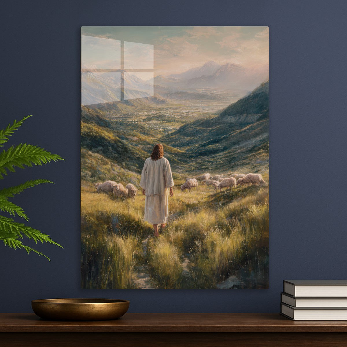 Jesus Walking with Sheeps