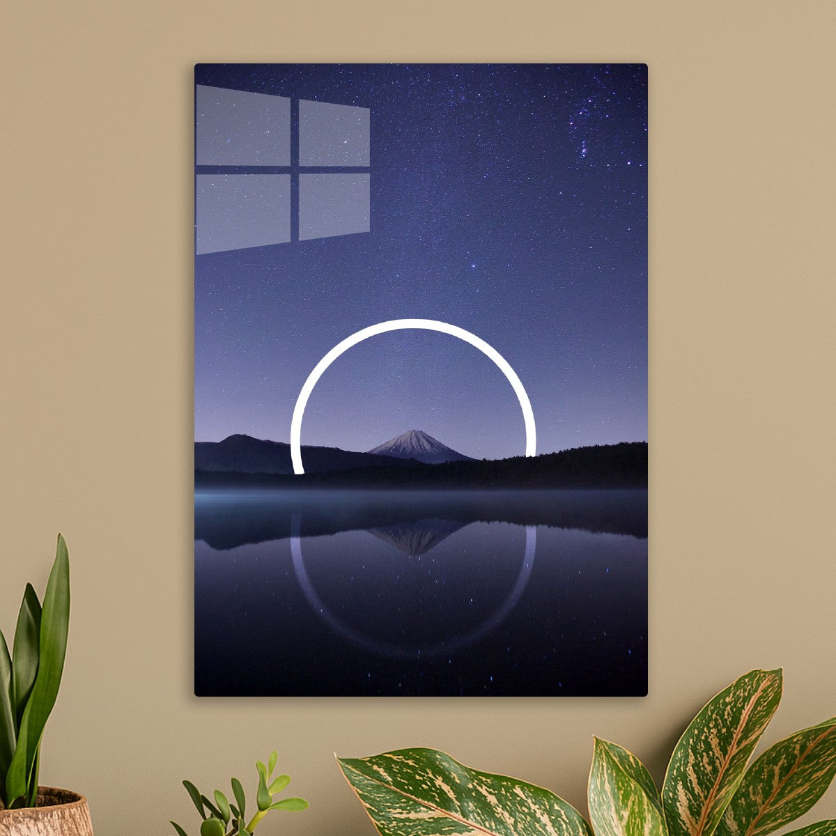 Mount fuji in starry space galaxy