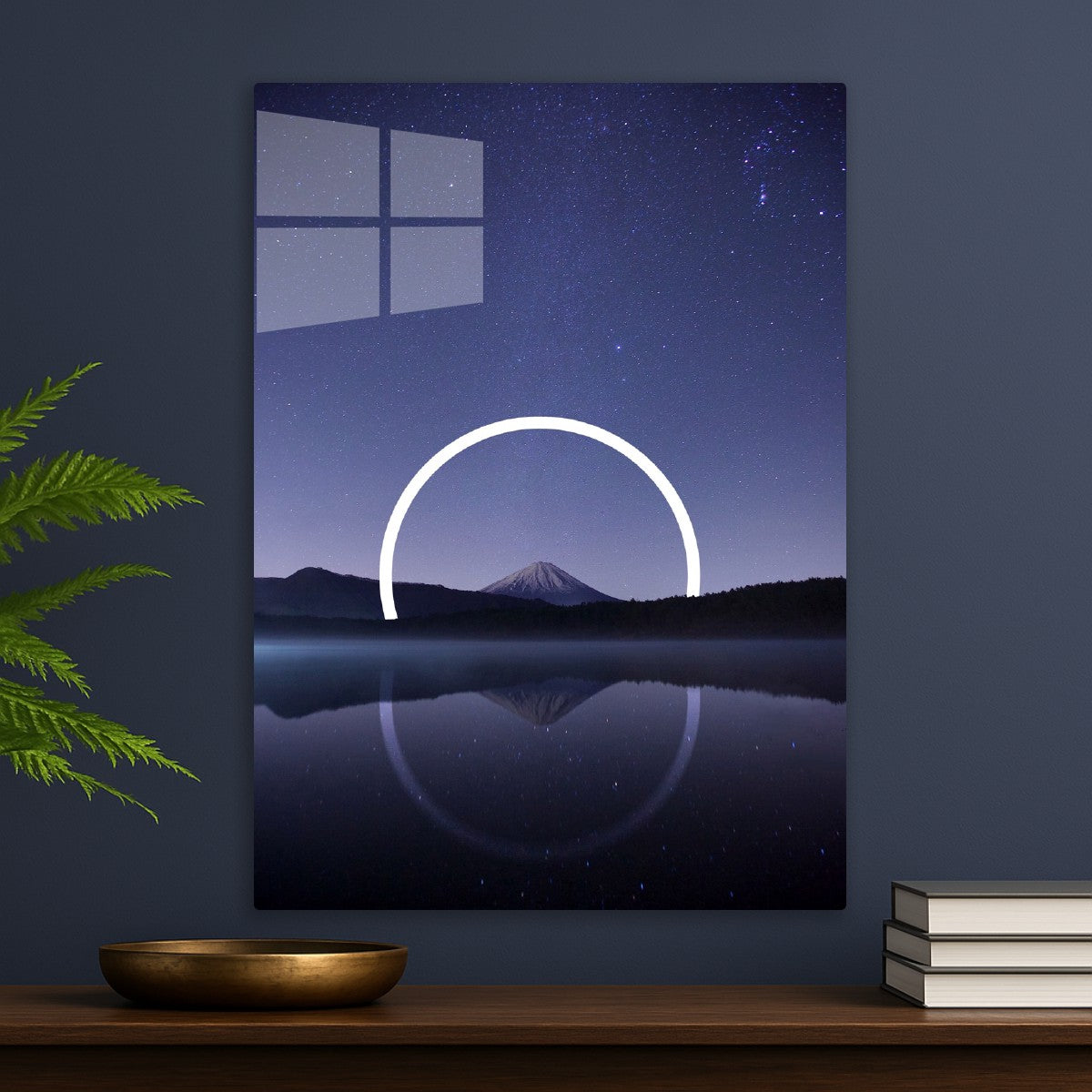 Mount fuji in starry space galaxy