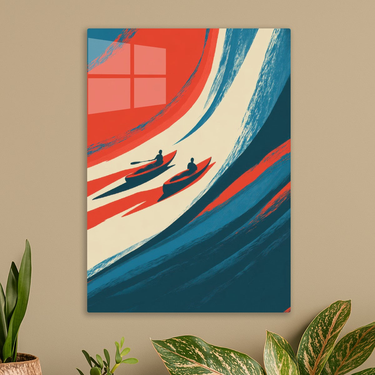 Two Kayaks On Top of Waves