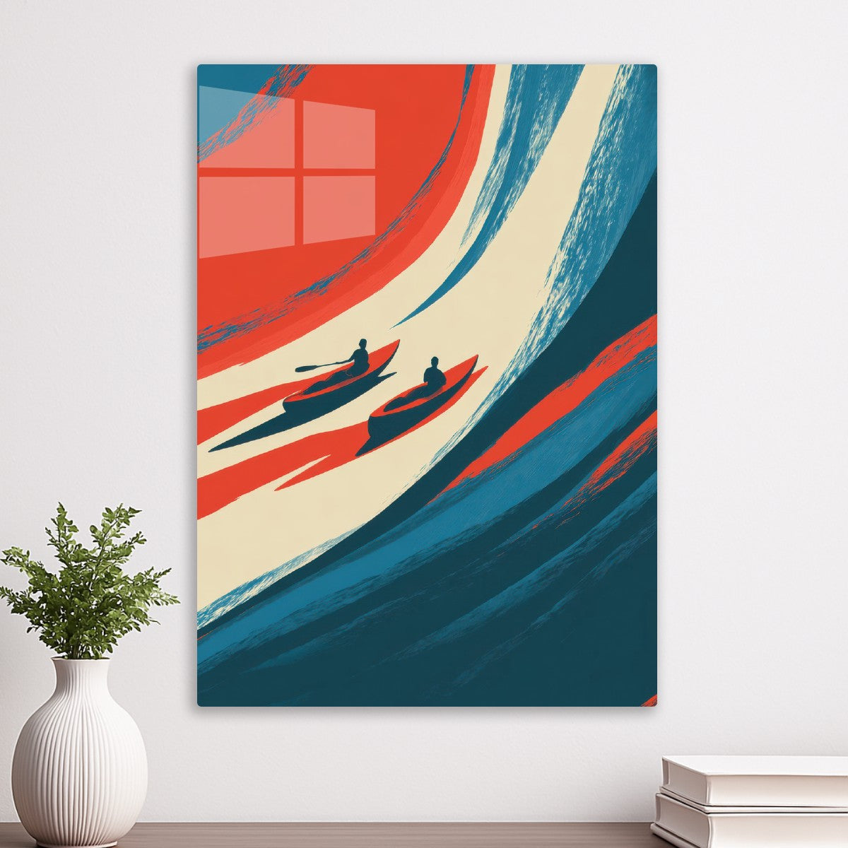 Two Kayaks On Top of Waves