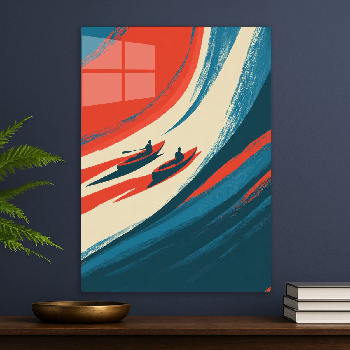 Two Kayaks On Top of Waves