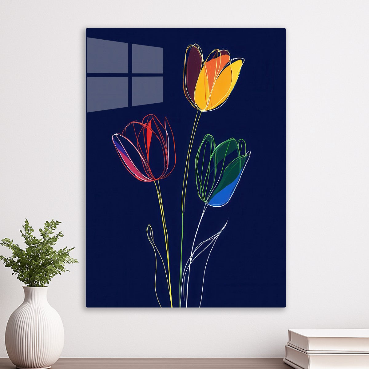 Three Different Colored Tulips