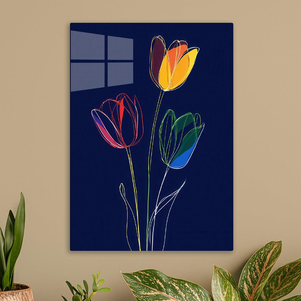 Three Different Colored Tulips