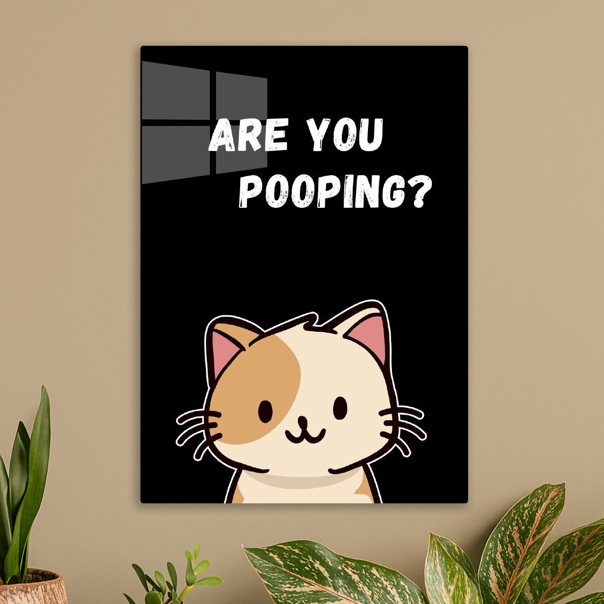 Yellow cat are you pooping?