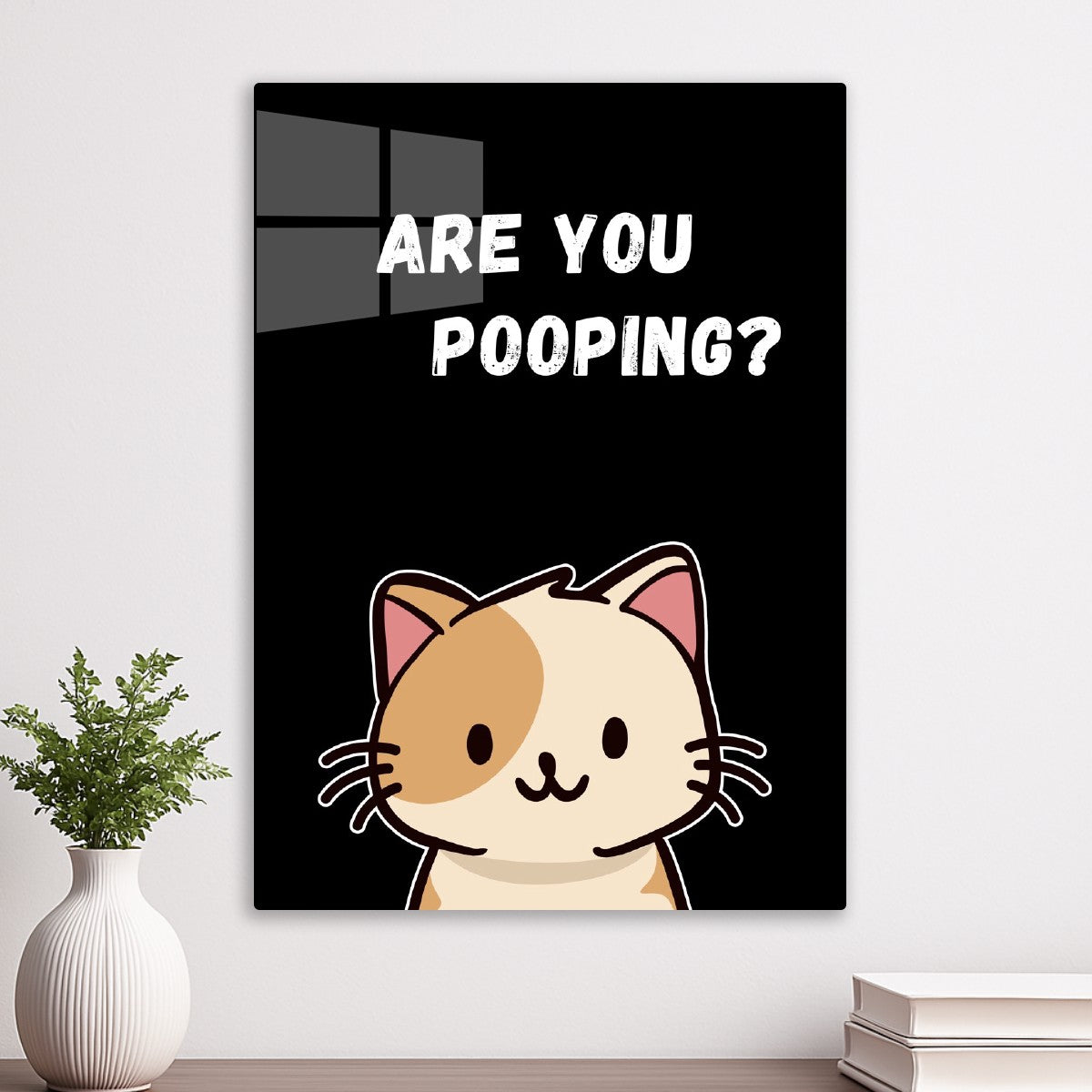 Yellow cat are you pooping?