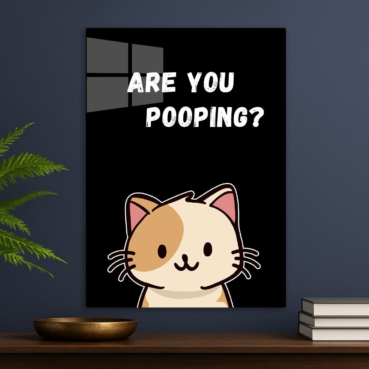 Yellow cat are you pooping?