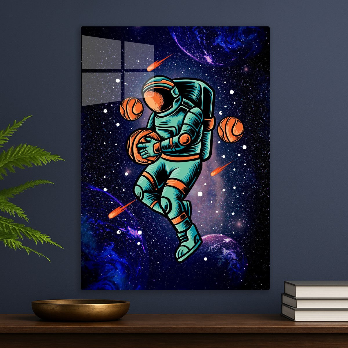 Cool Astronaut Holding Basket ball in Space