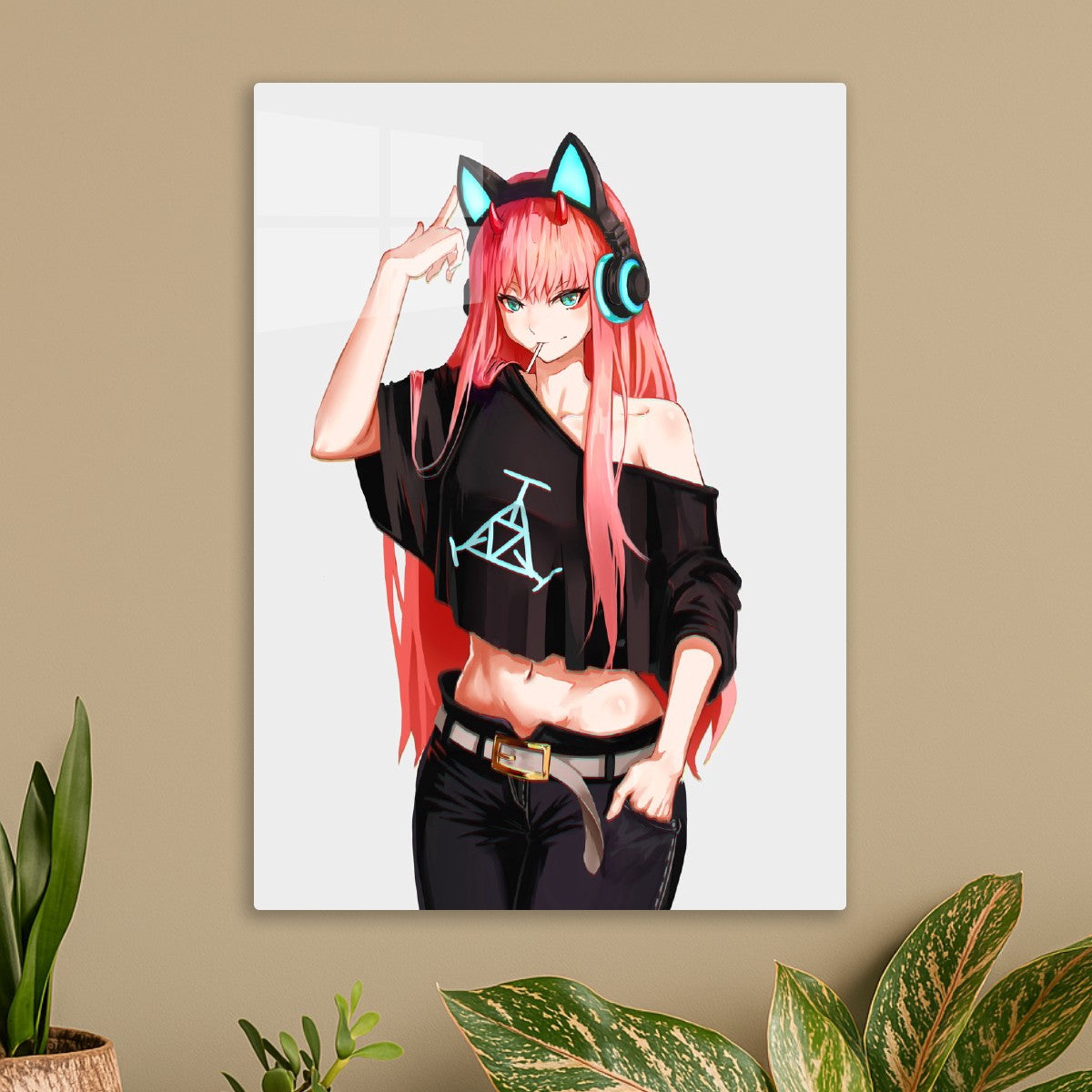 Anime girl with cat headphone