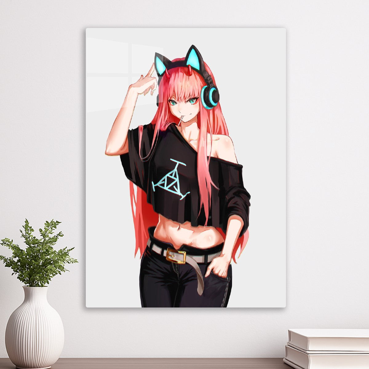 Anime girl with cat headphone