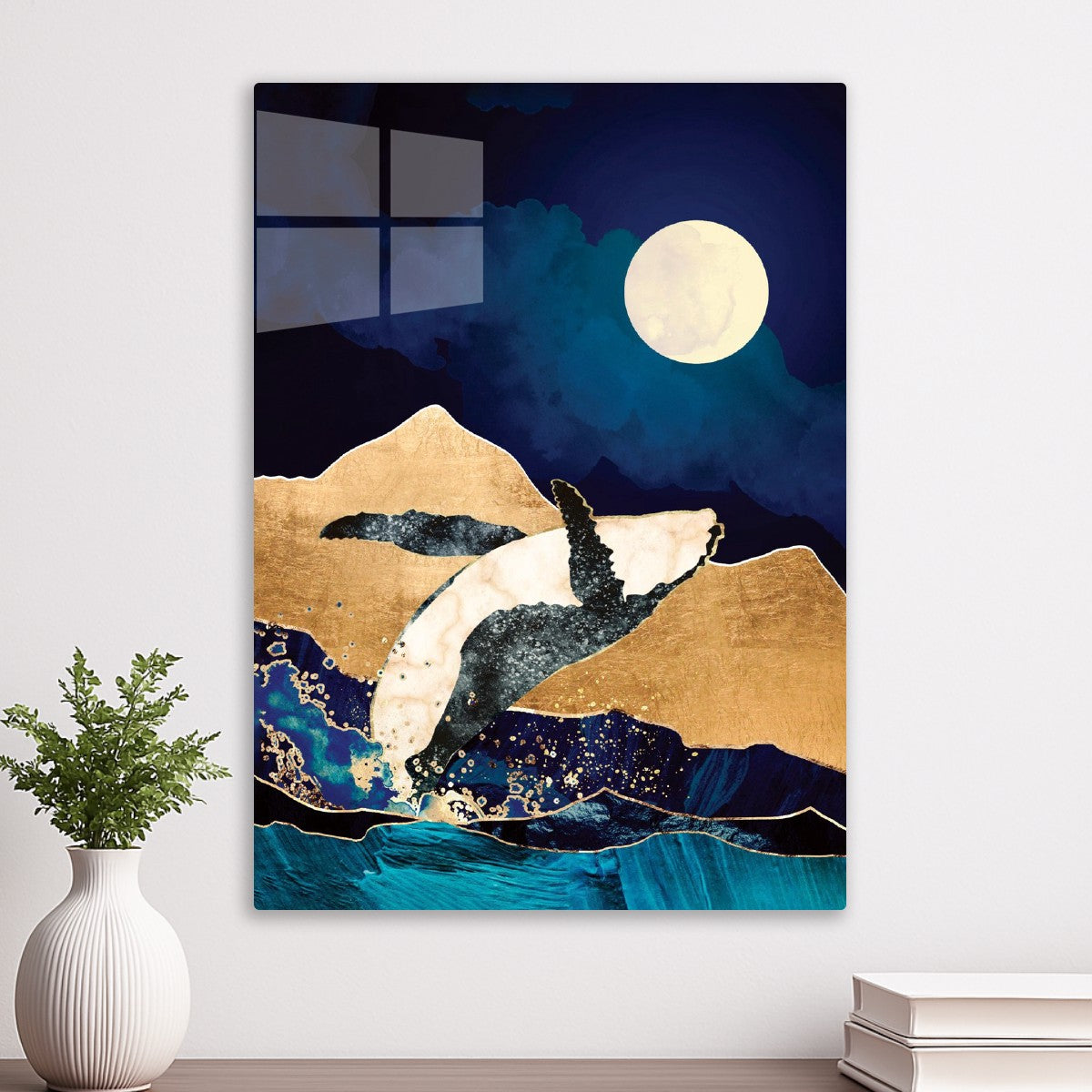 Ancient Whale night day moon