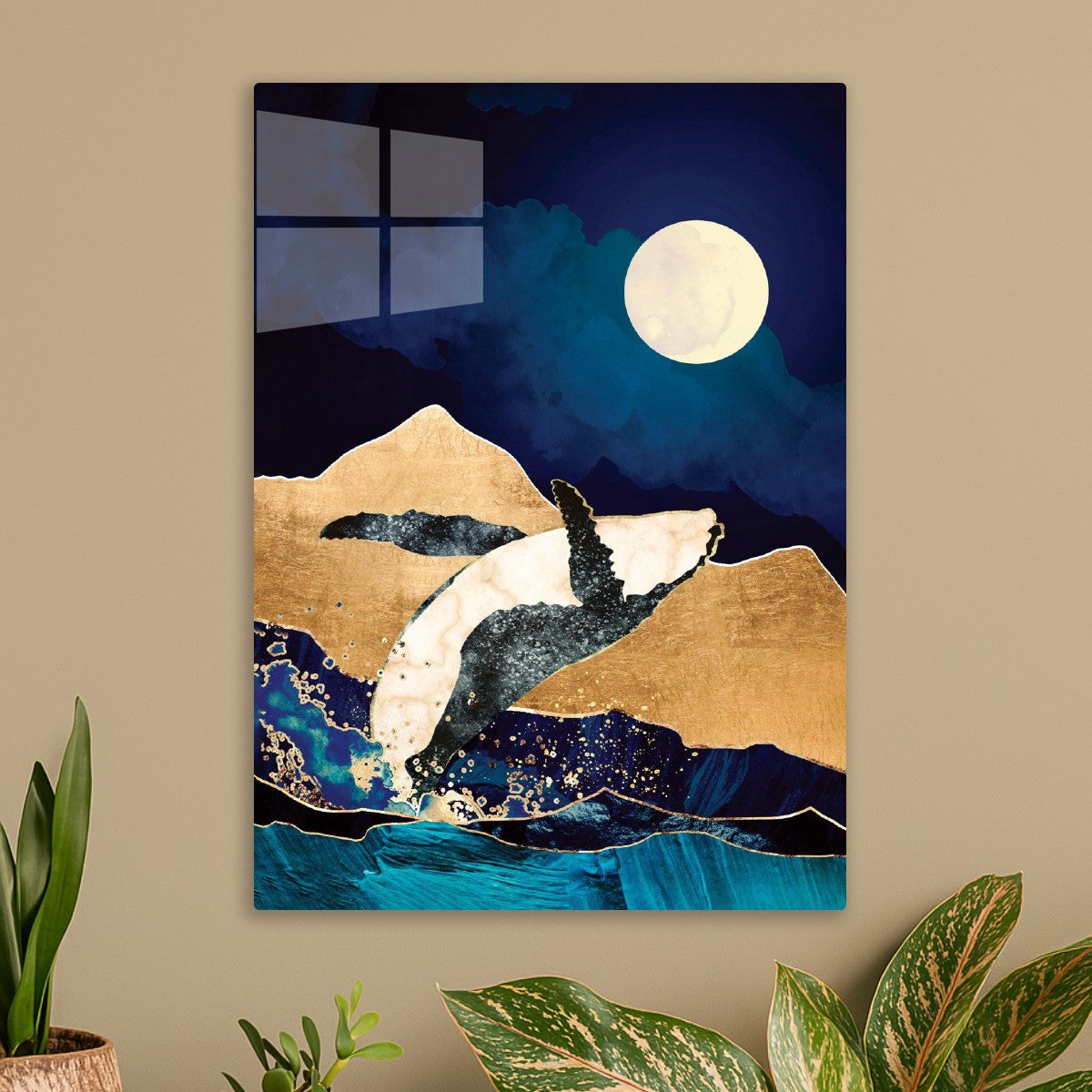 Ancient Whale night day moon