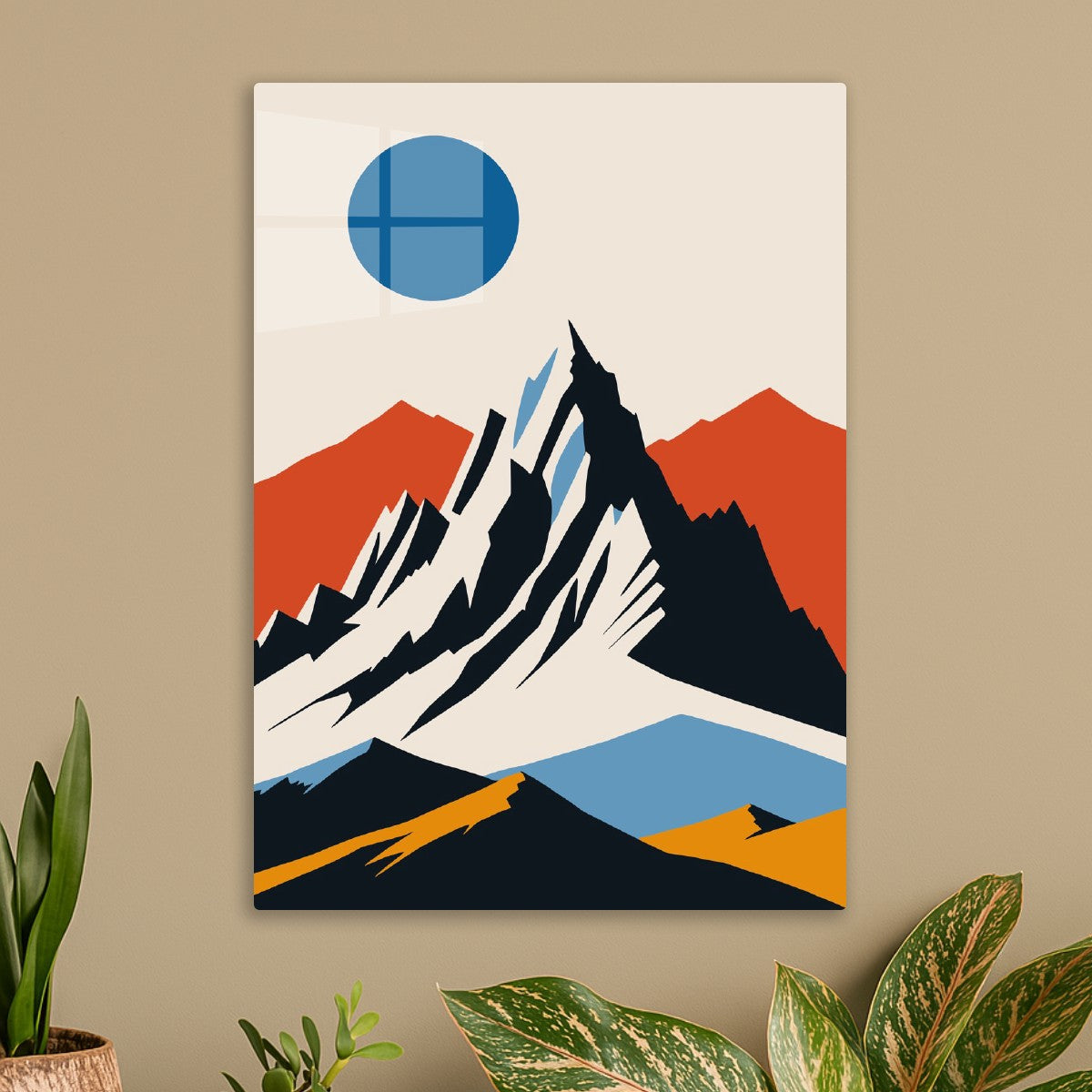 Geometric Mountain and Sun