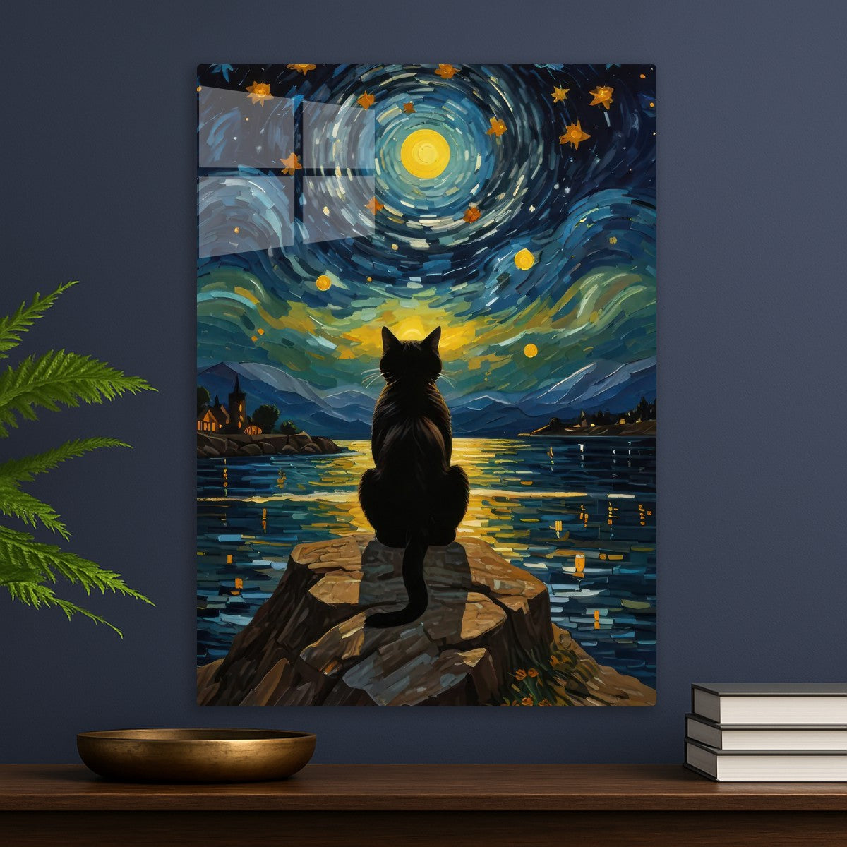Cat Under Starry Night