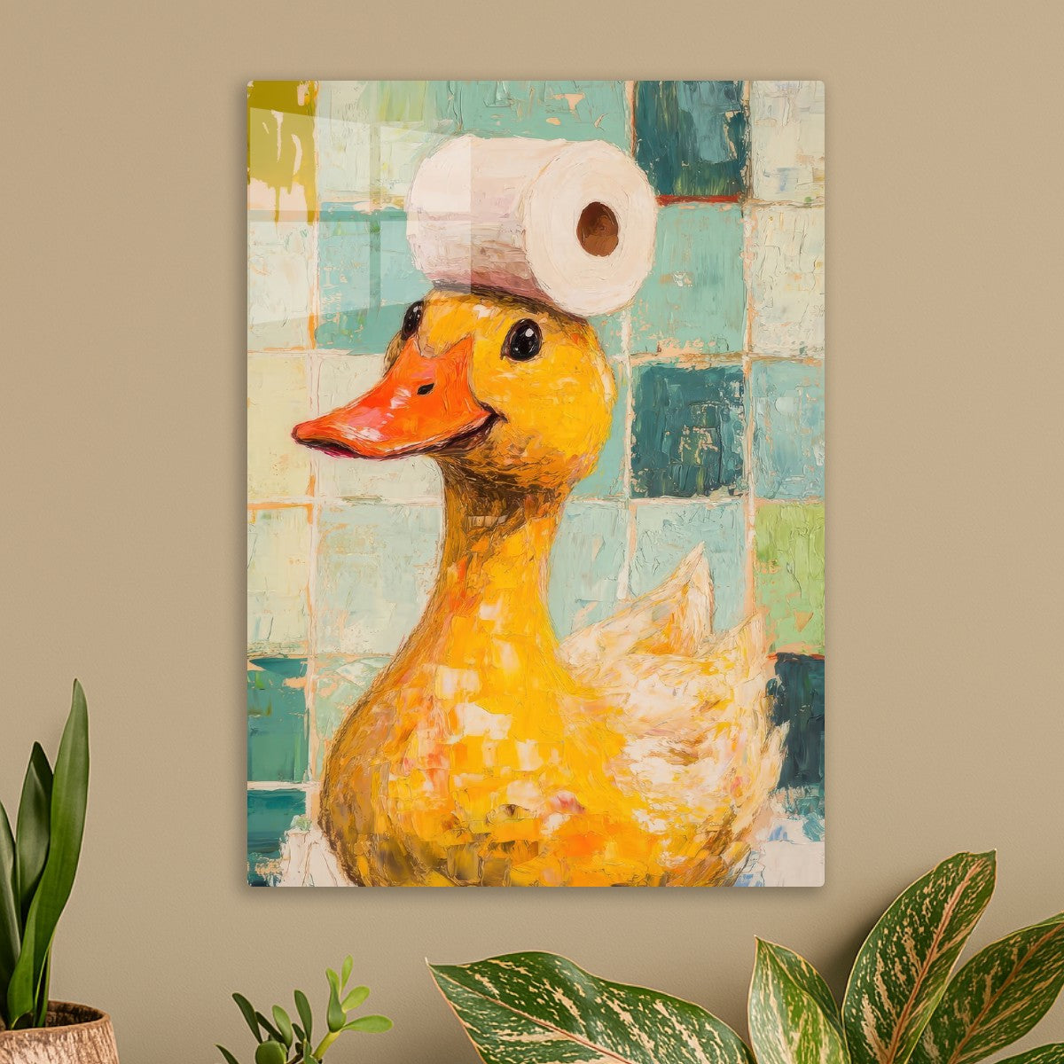 Duck with Toilet Paper Hat