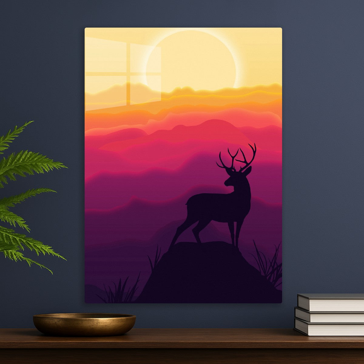 Deer standing with colorful clouds background