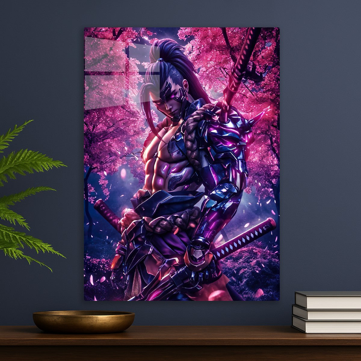 Samurai assassin under cherry blossom trees