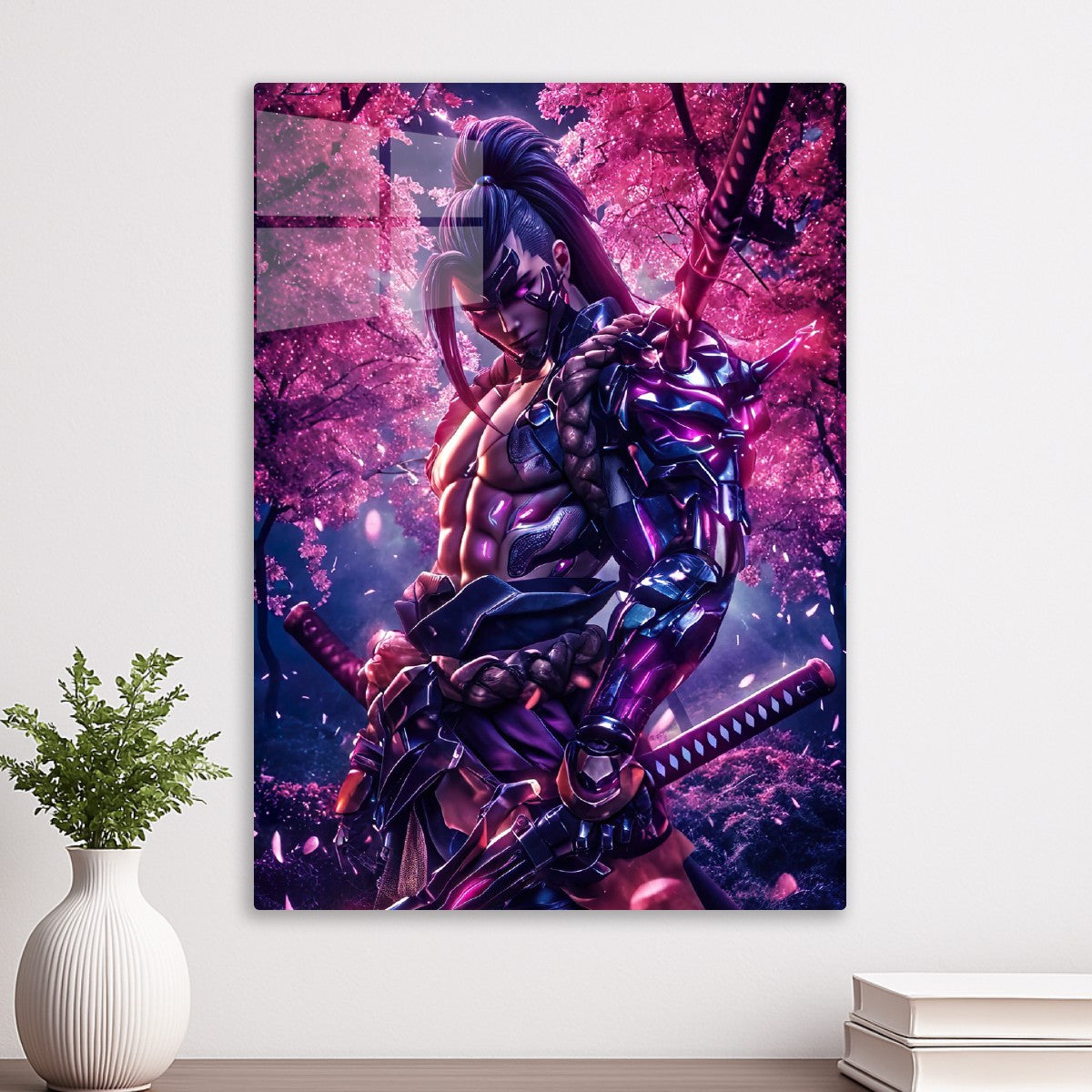 Samurai assassin under cherry blossom trees