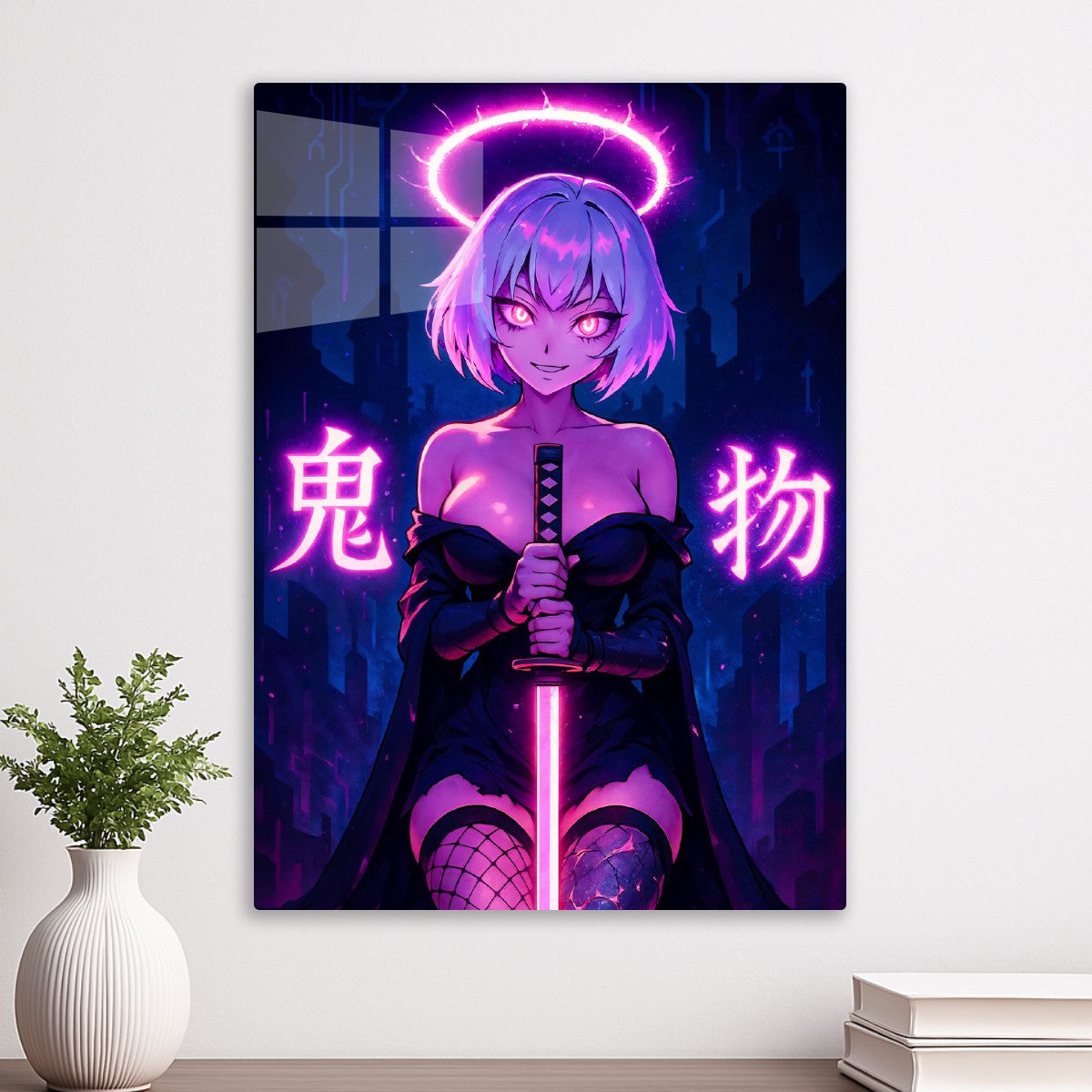 Neon Katana Girl Dark Fantasy