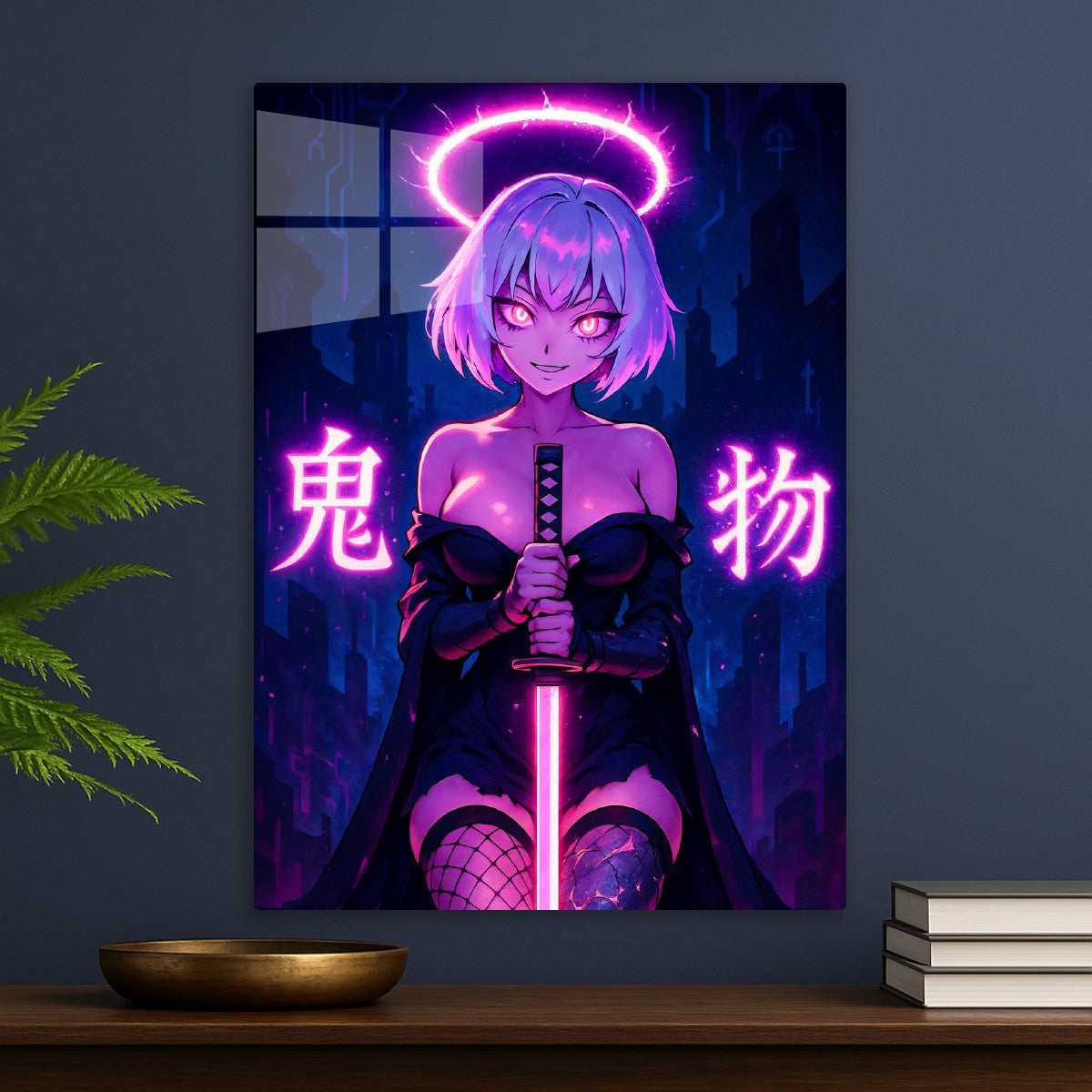 Neon Katana Girl Dark Fantasy
