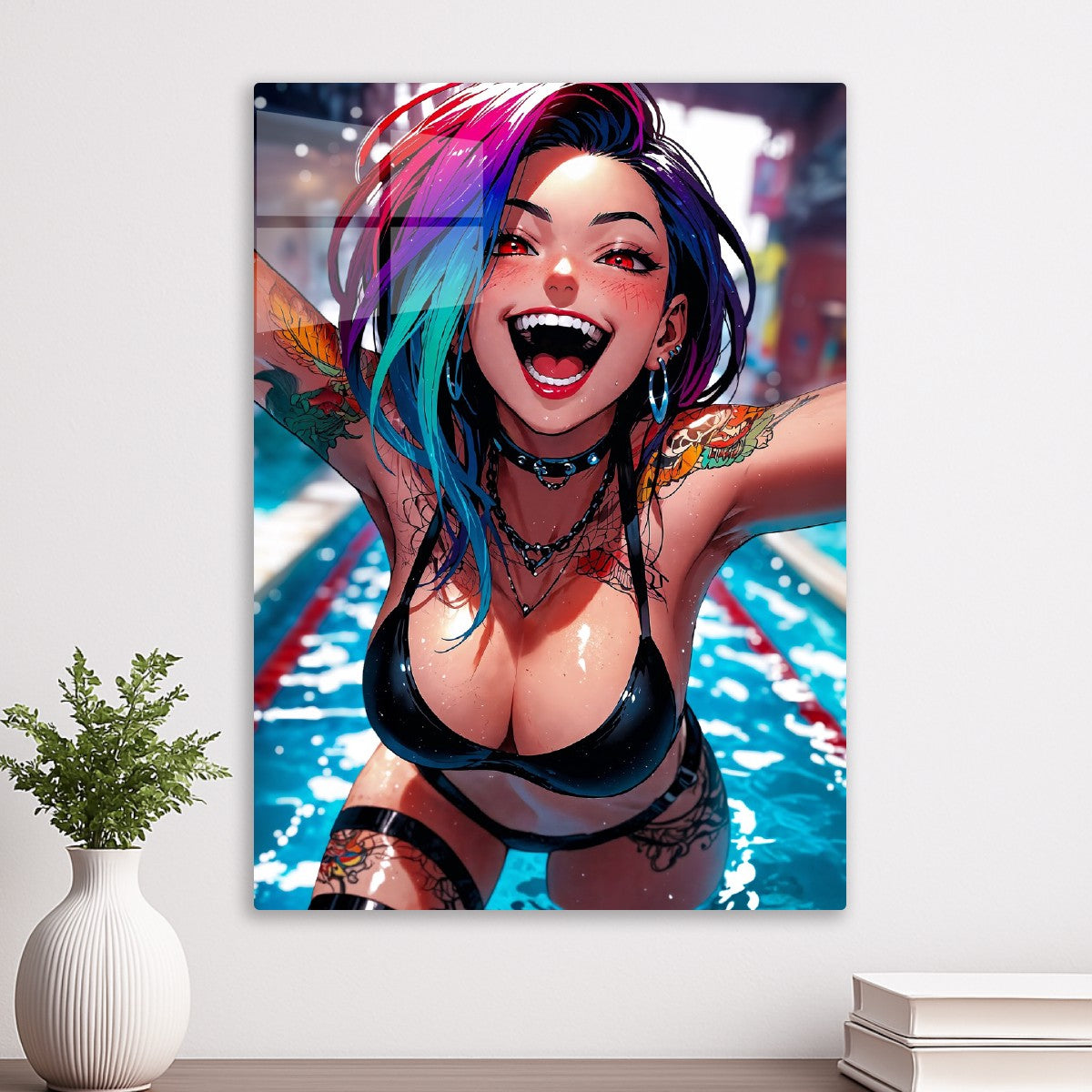 Happy Anime Girl in Pool