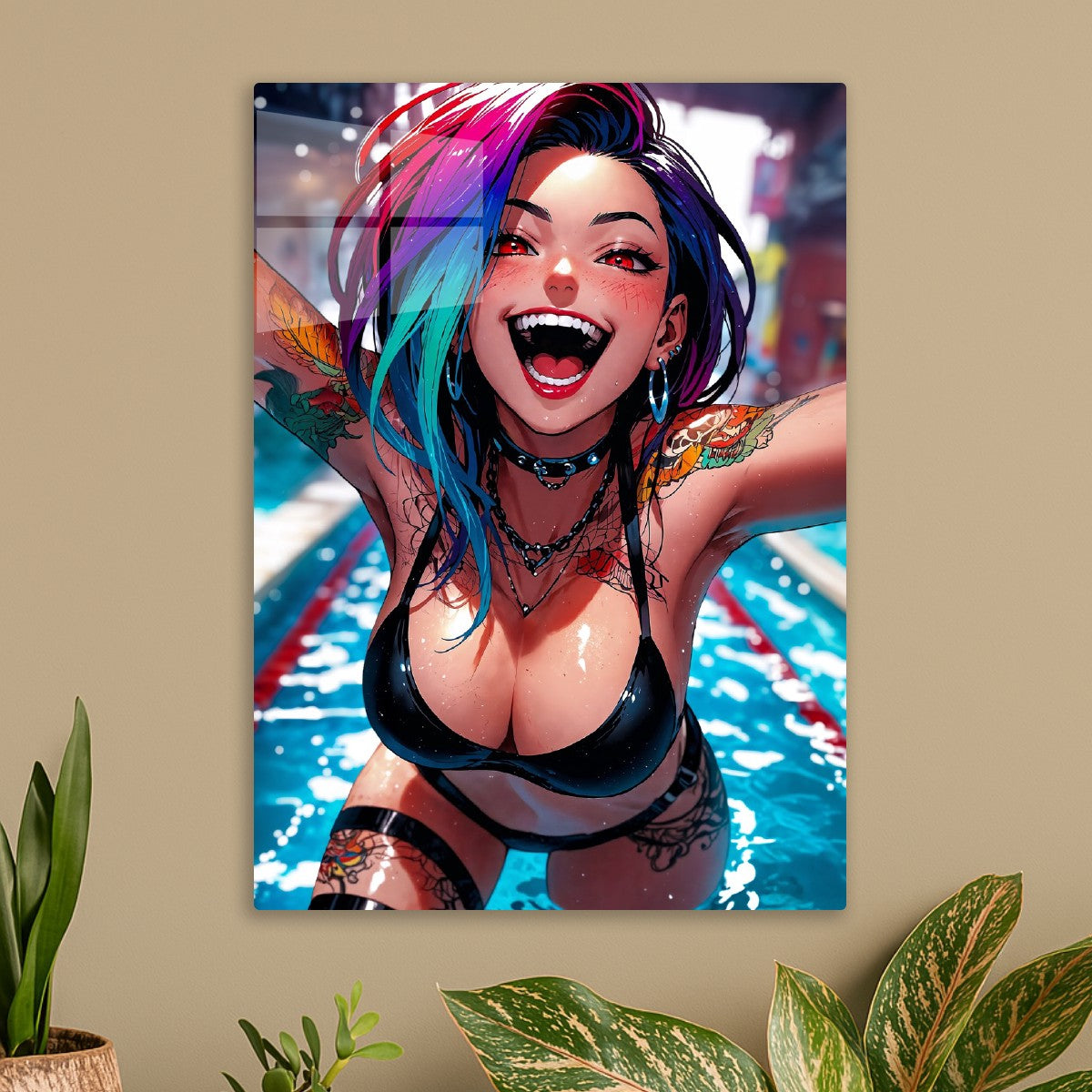 Happy Anime Girl in Pool
