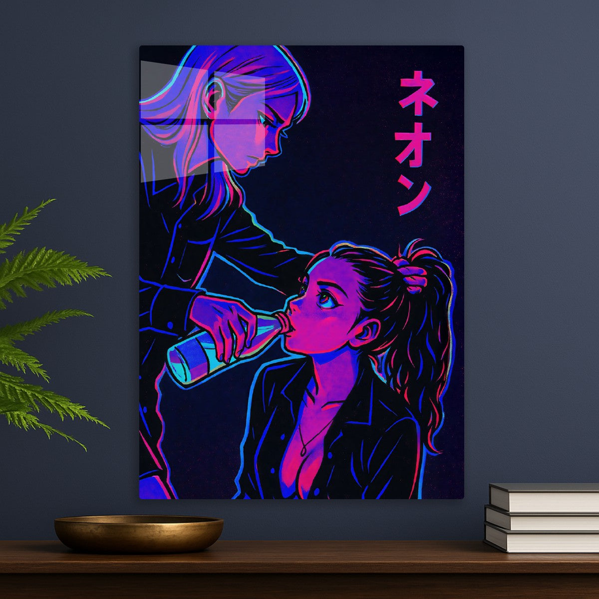 Neon Drink Milk Cyberpunk Girl