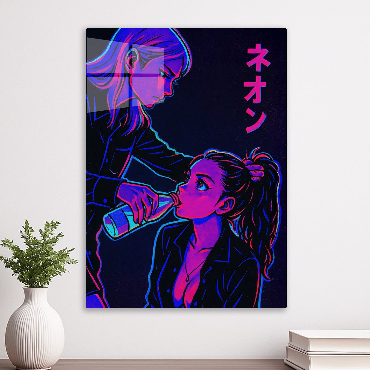Neon Drink Milk Cyberpunk Girl