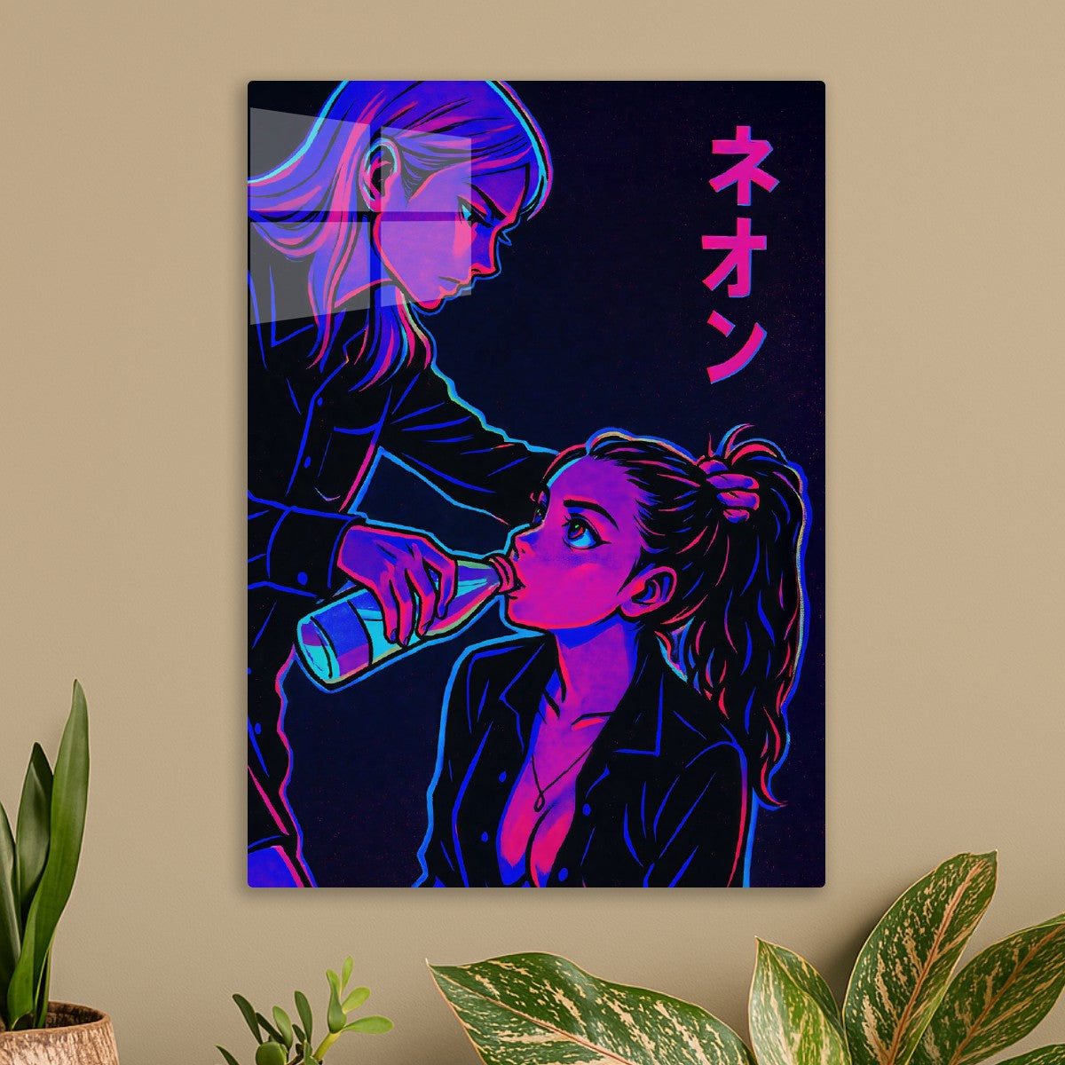 Neon Drink Milk Cyberpunk Girl