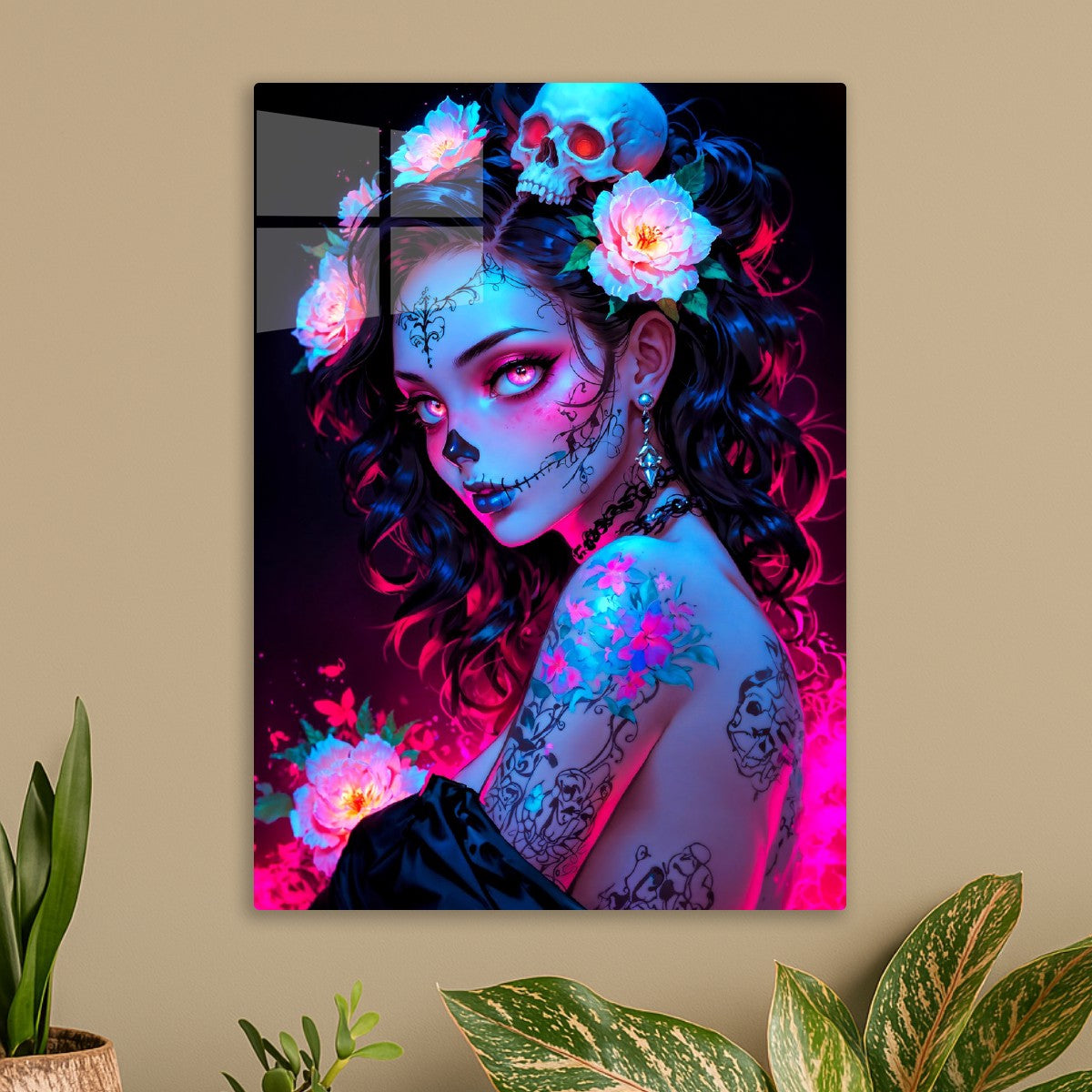 Skull Woman with Tattoos