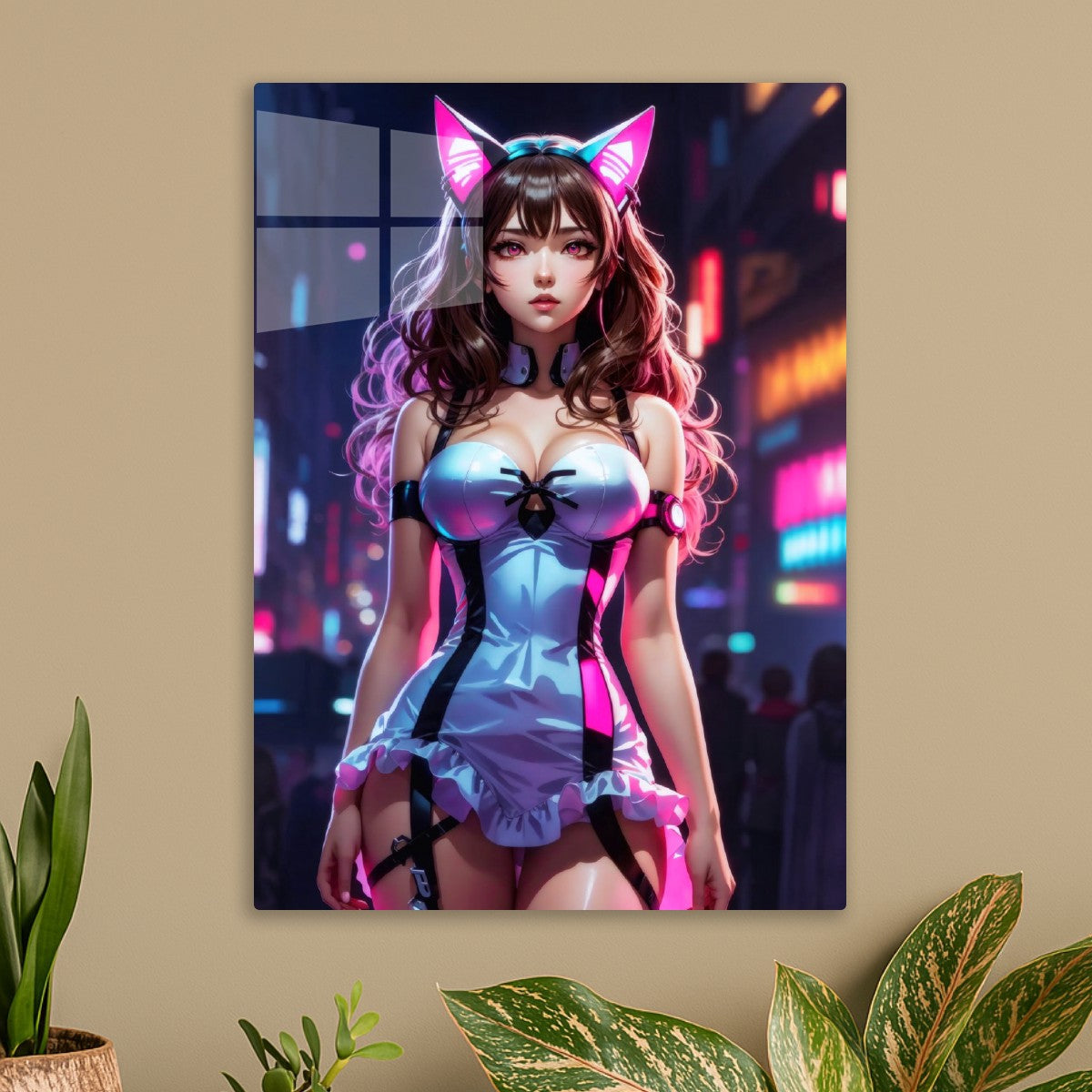Neon Anime Cat Girl