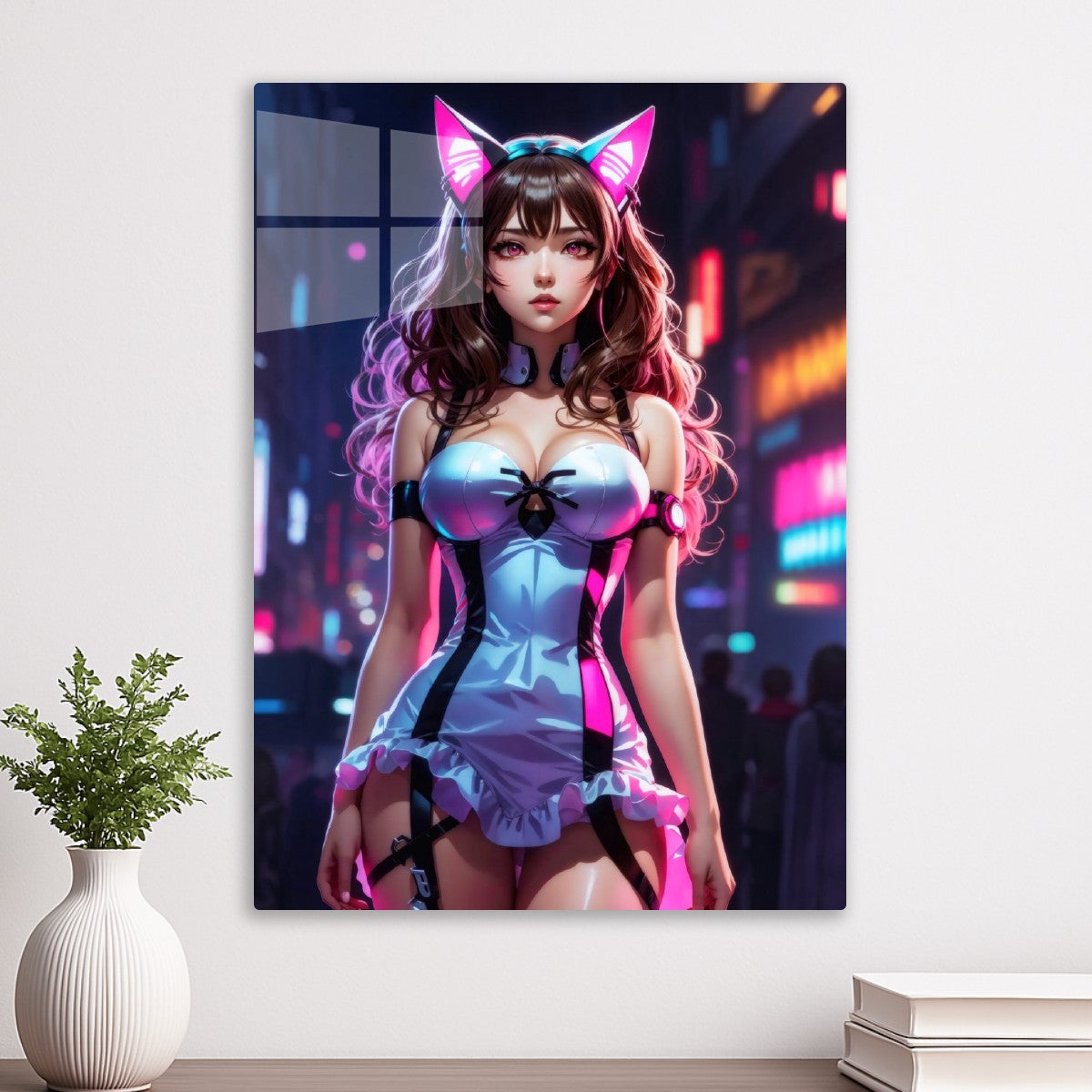 Neon Anime Cat Girl