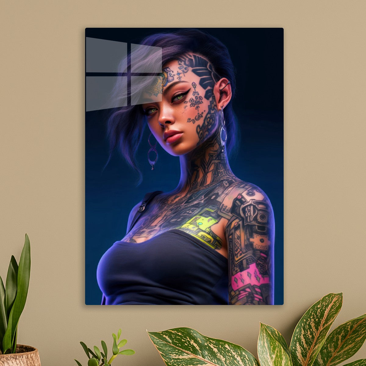 Cyberpunk Girl with Tattoos