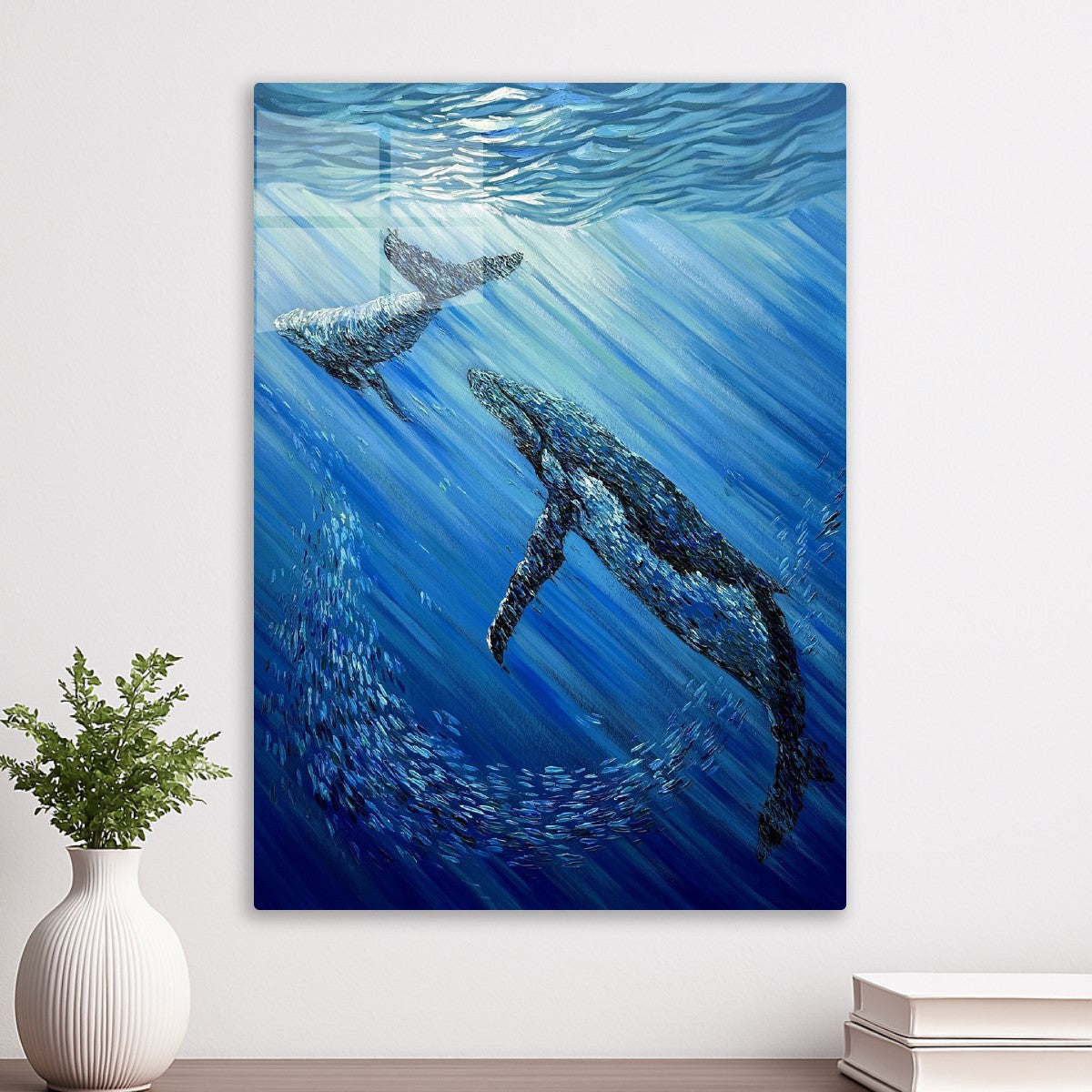 Whale in ocean painting