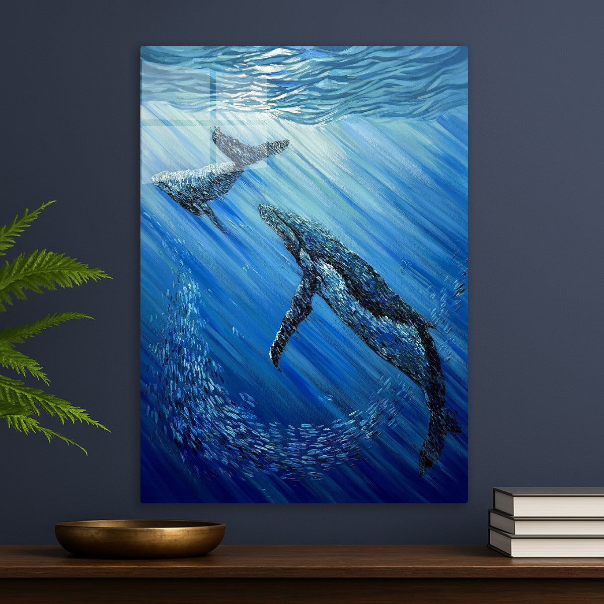 Whale in ocean painting