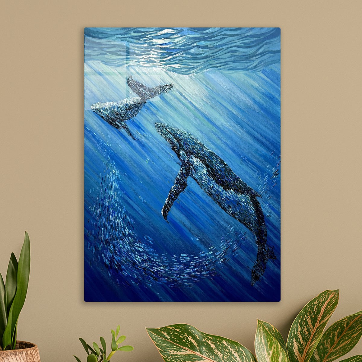 Whale in ocean painting