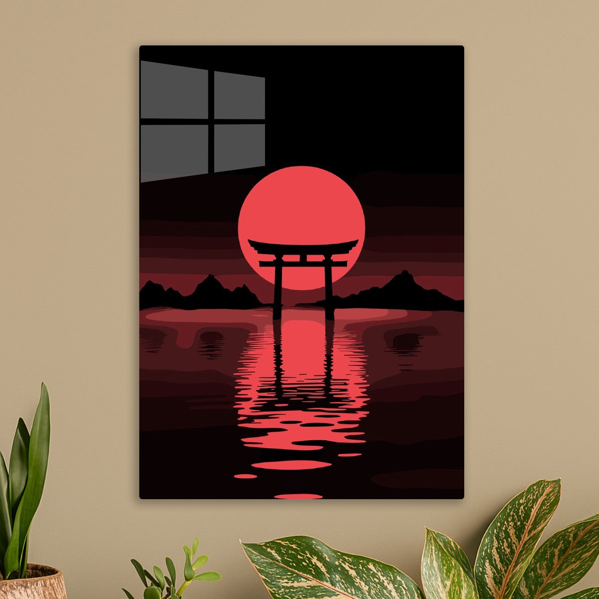 Red Sun Torii Gate Silhouette