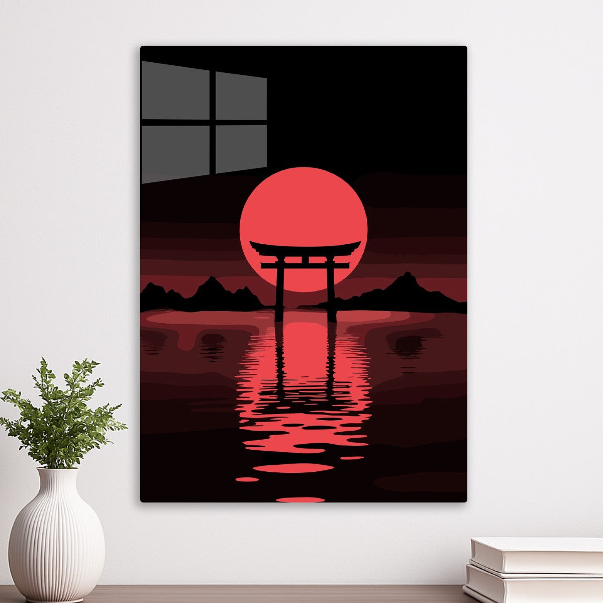Red Sun Torii Gate Silhouette