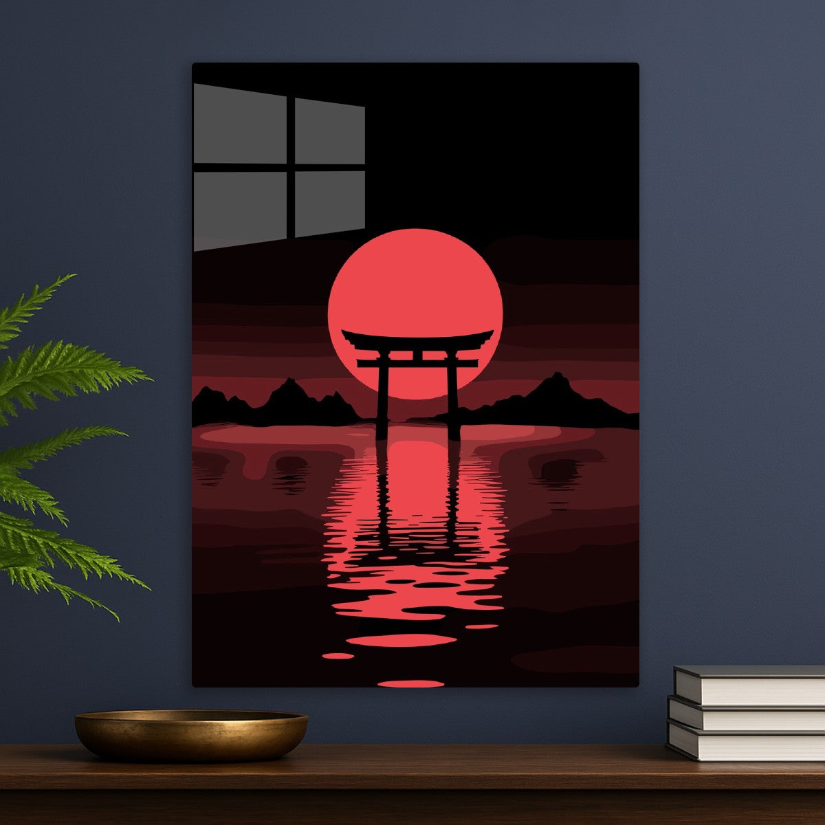 Red Sun Torii Gate Silhouette
