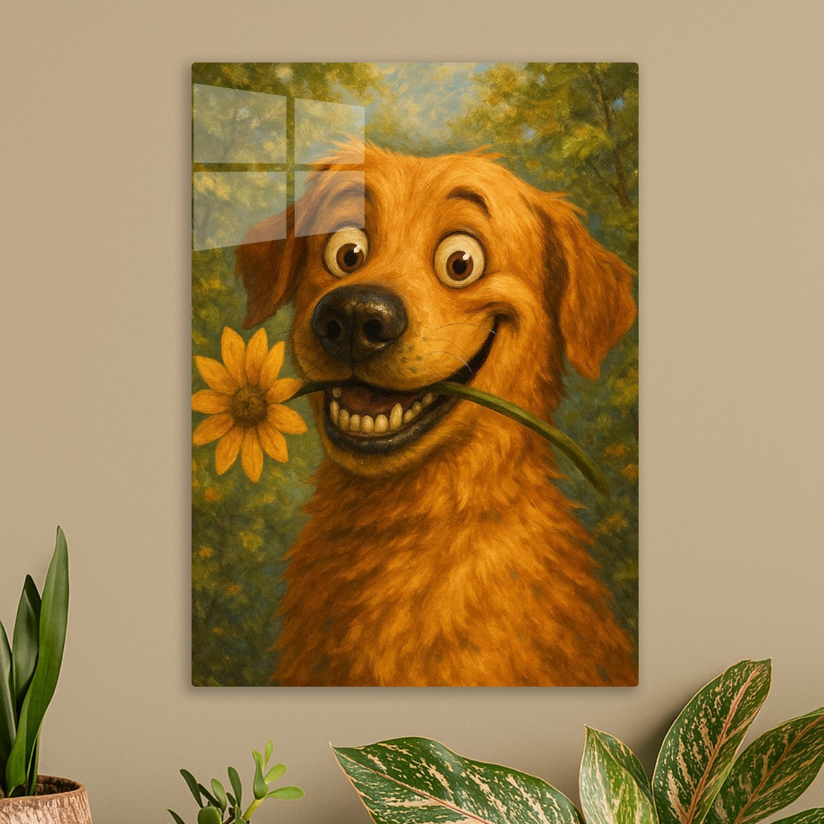 Smiling Dog With Flower