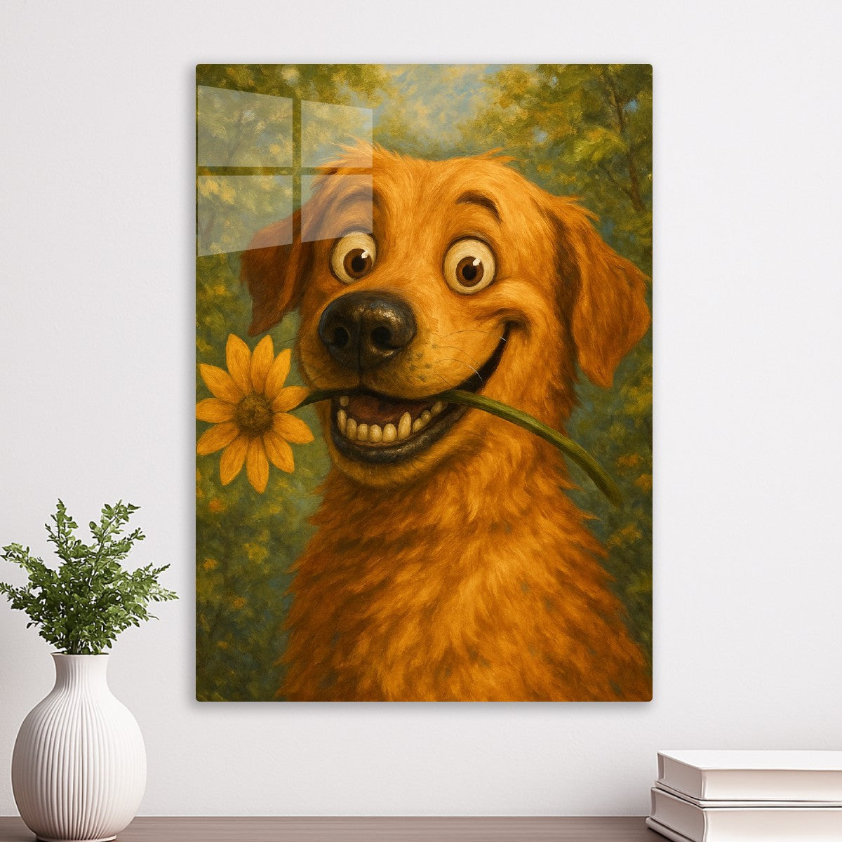 Smiling Dog With Flower
