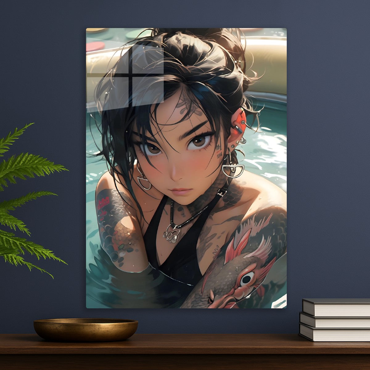 Anime girl swim in pool