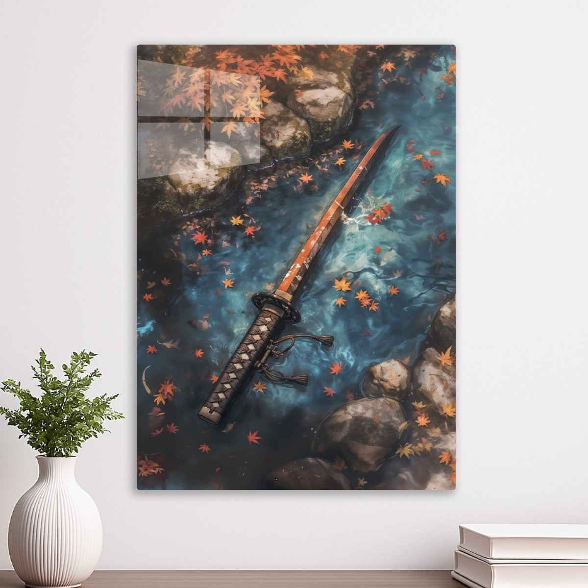 Katana in Autumn Stream