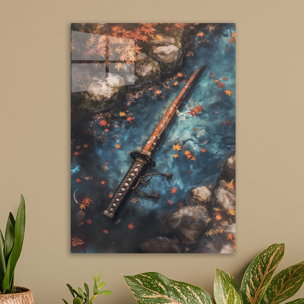 Katana in Autumn Stream