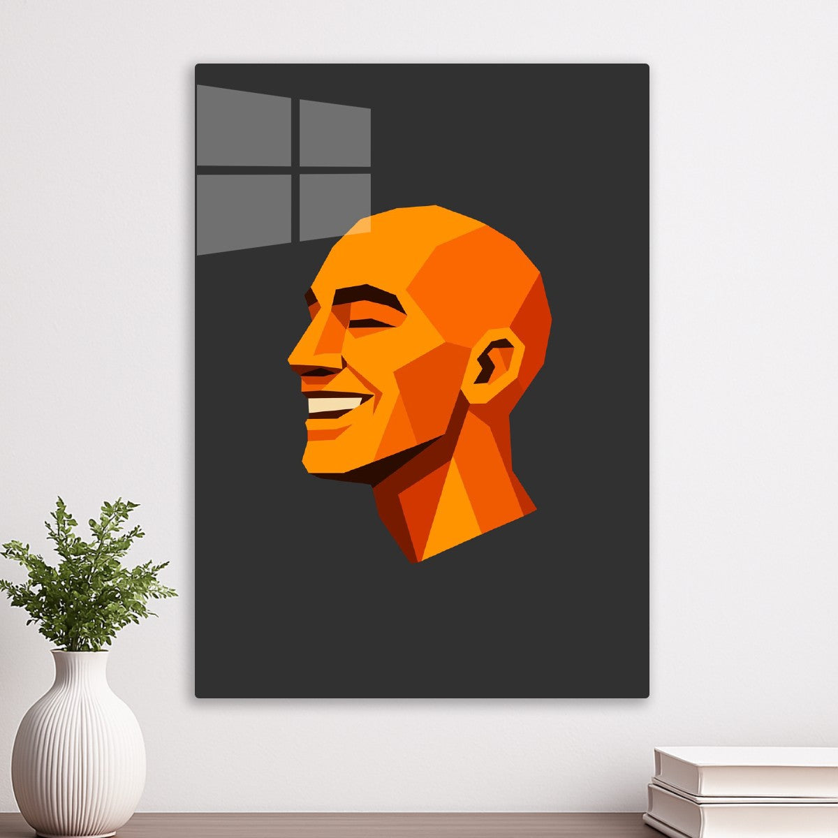 Geometric Bald Man Laughing