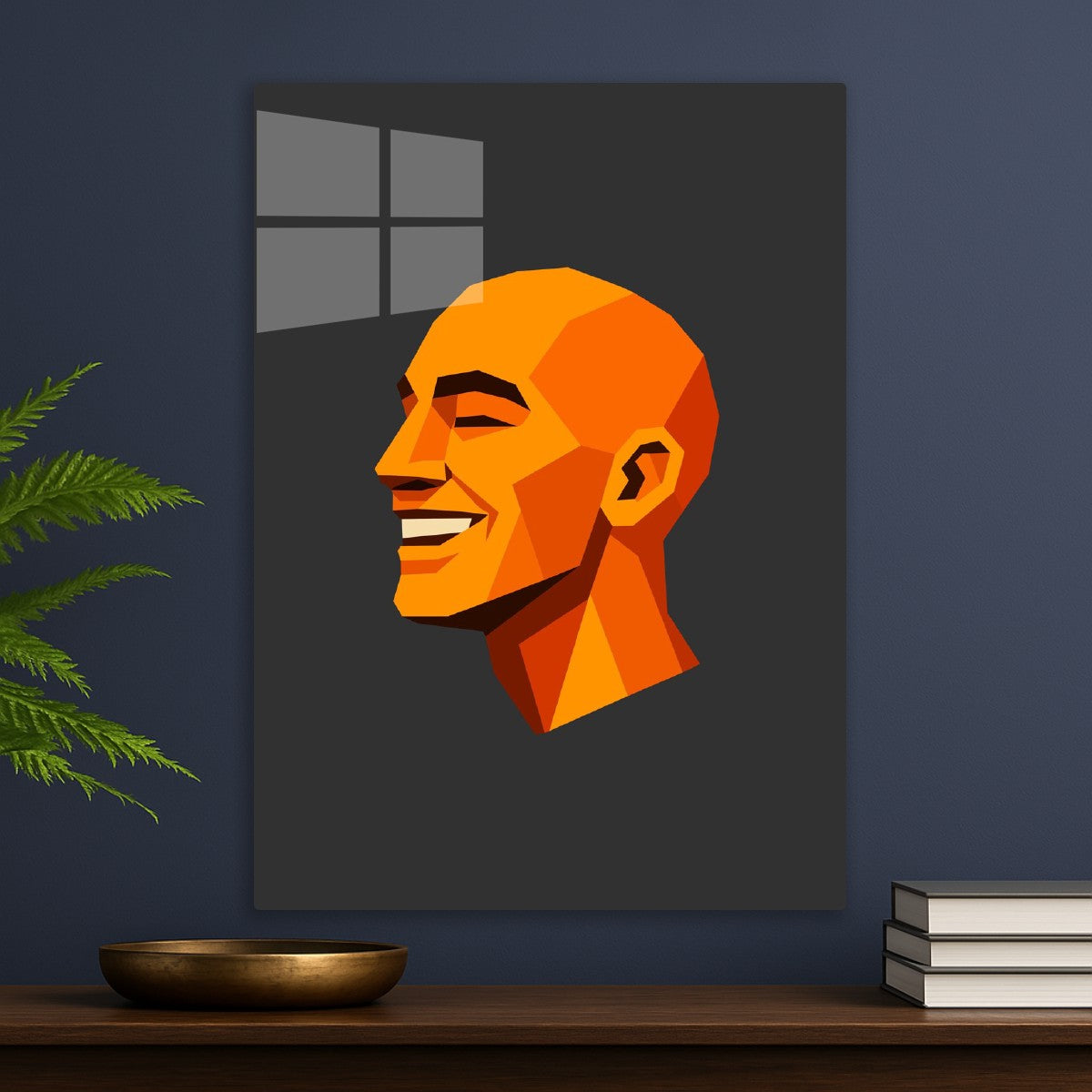 Geometric Bald Man Laughing