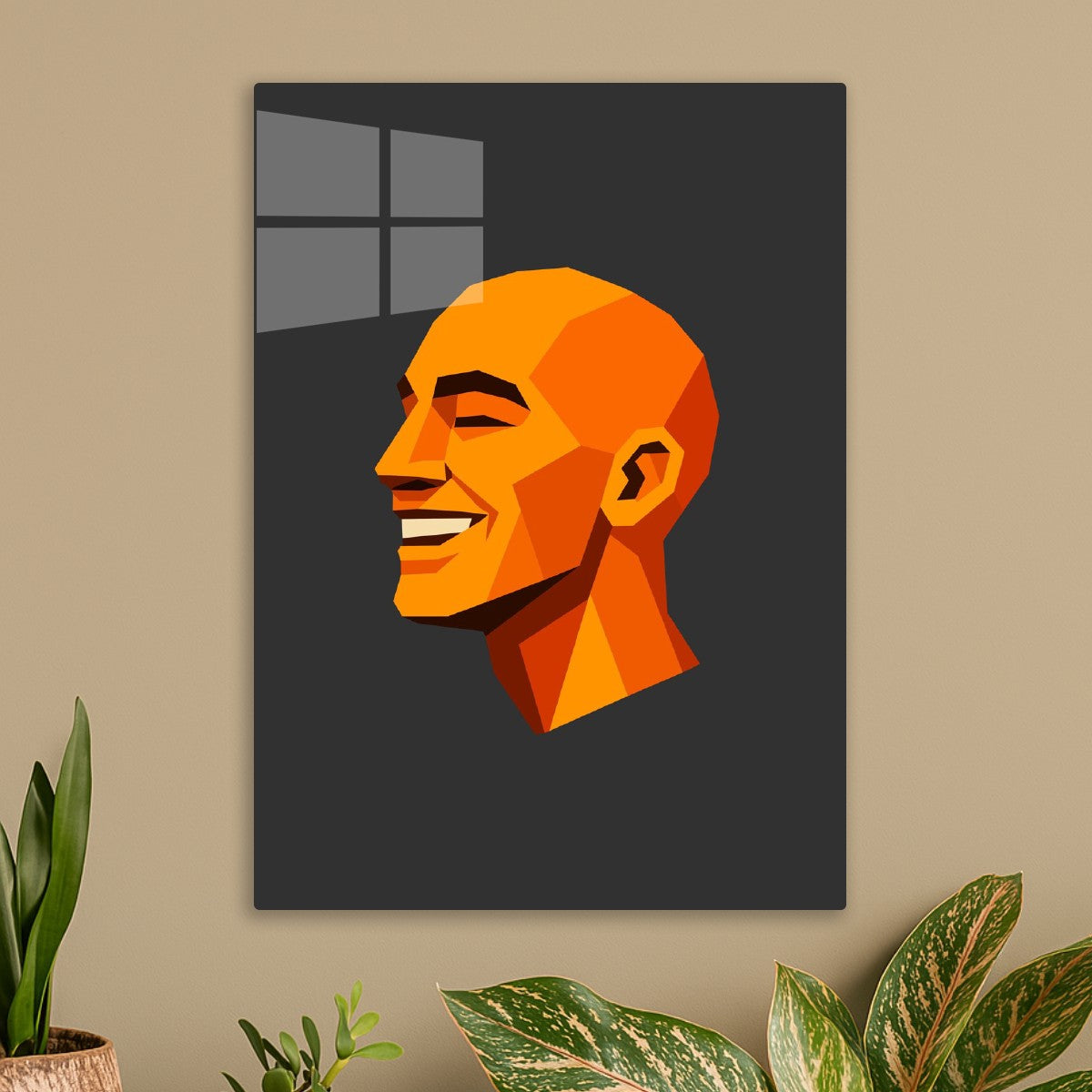 Geometric Bald Man Laughing
