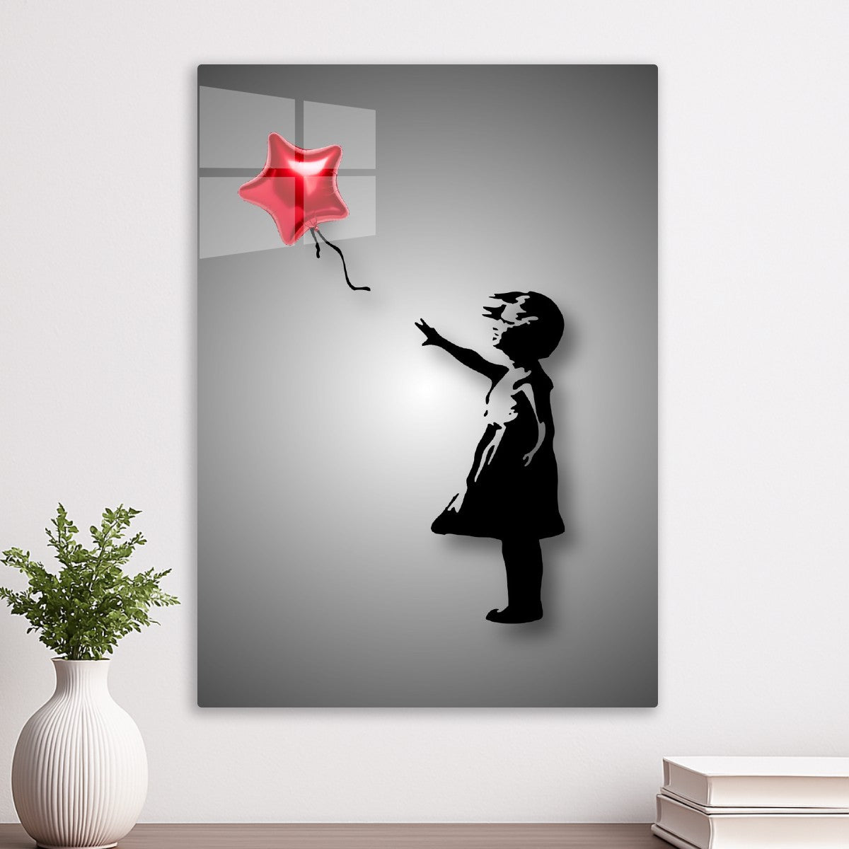 Red star balloon girl