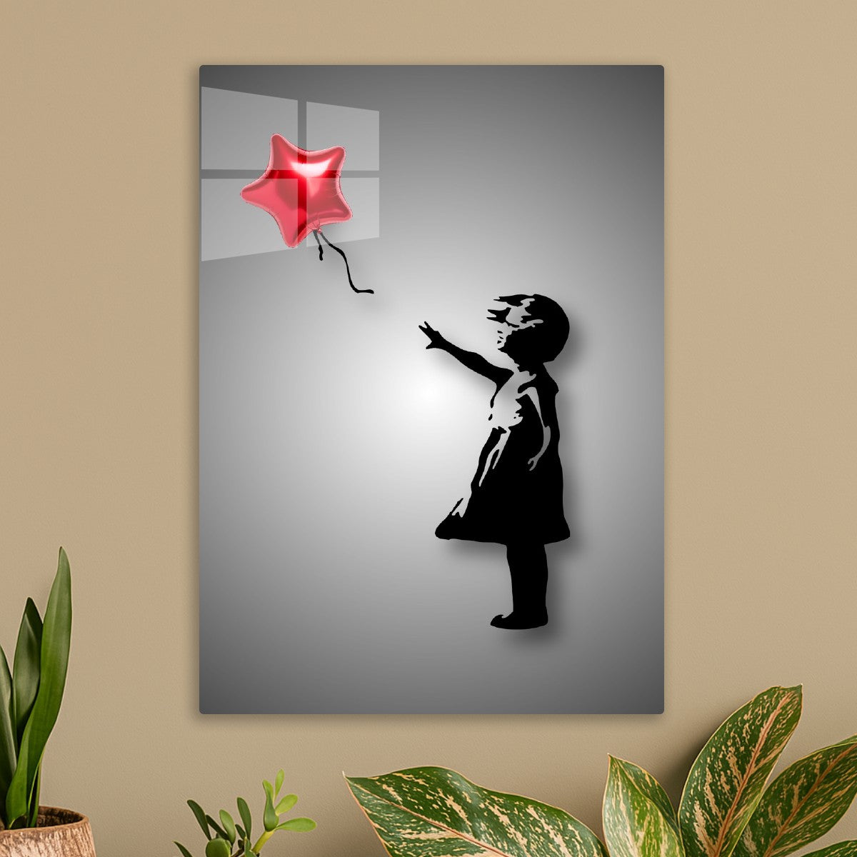 Red star balloon girl